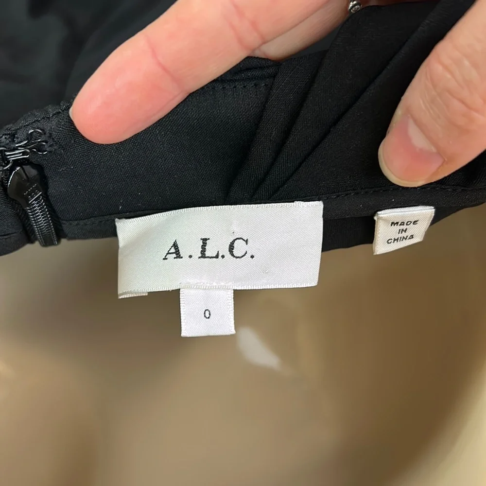 A.L.C Nora off shoulder linen ruffle ruched mid-calf little black dress - Picture 11 of 13